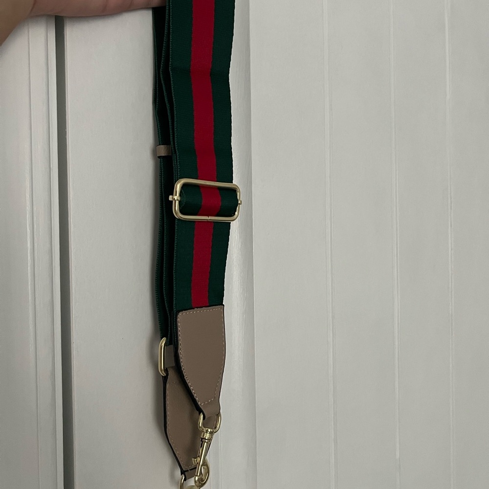 Gucci Green and Red Strap with Tan Accents